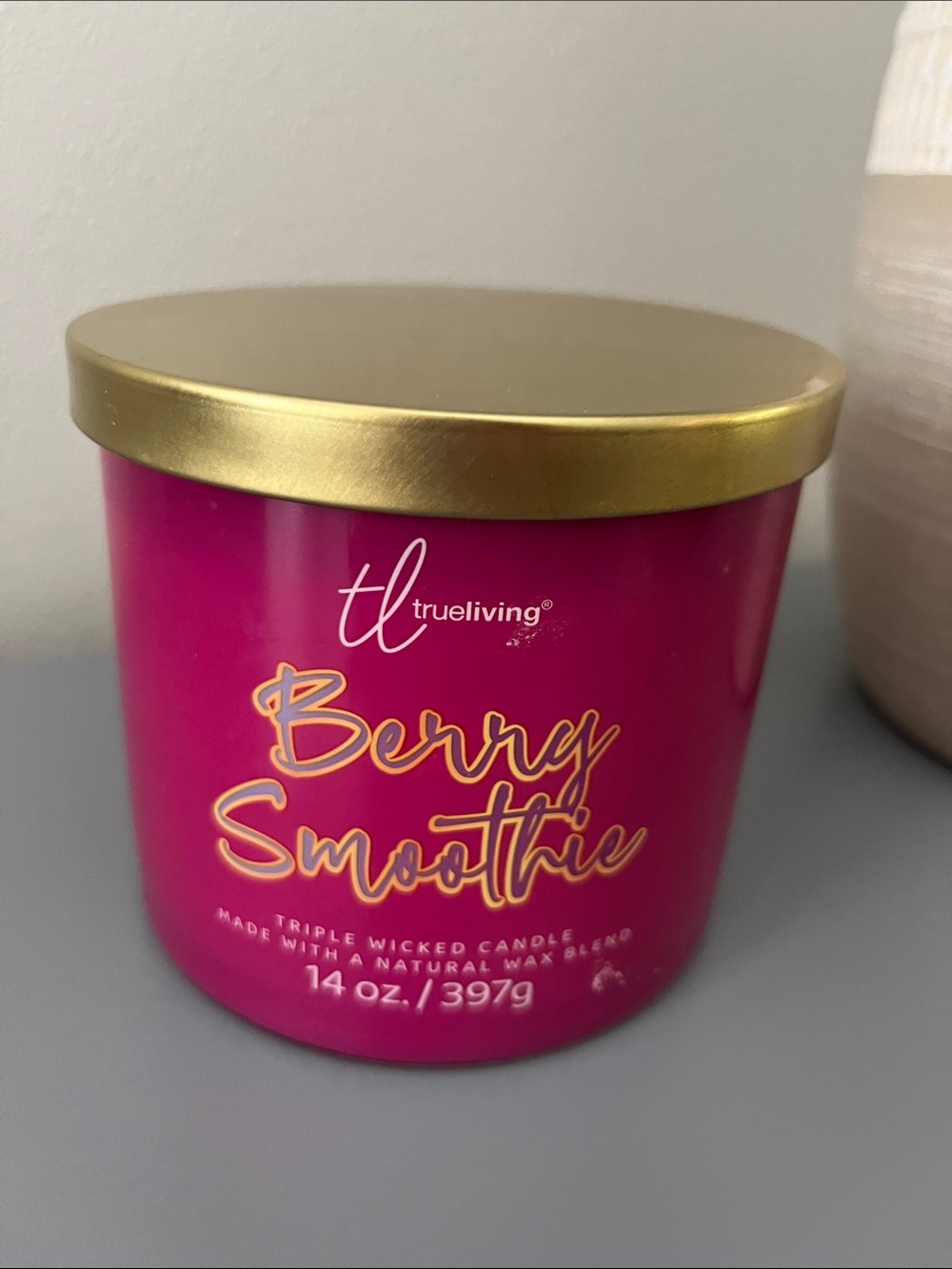 True Living Berry Smoothie Scented 3 Wick Candle